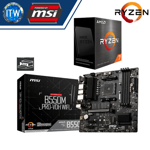 [5700x / MSI MAG B550M Pro VDH Wifi] ITW | AMD Ryzen 7 5700X Desktop Processor with MSI B550M Pro-VDH WiFi Motherboard Bundle