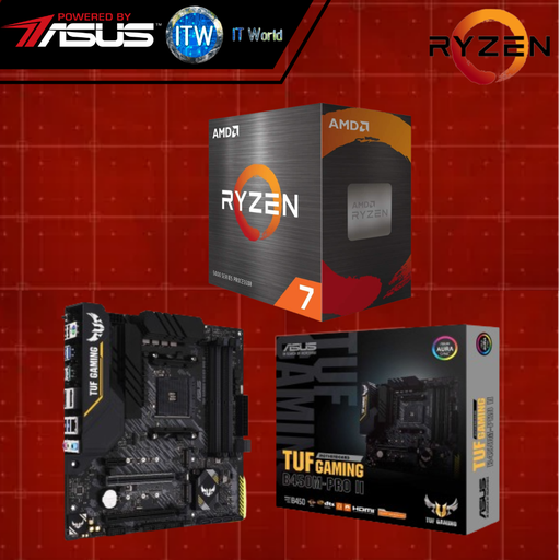[AMD Ryzen 7 5800X / ASUS TUF B450M-PRO GAMING II] AMD Ryzen 7 5800X Processor without Cooler and ASUS TUF Gaming B450M-Pro II Motherboard Bundle