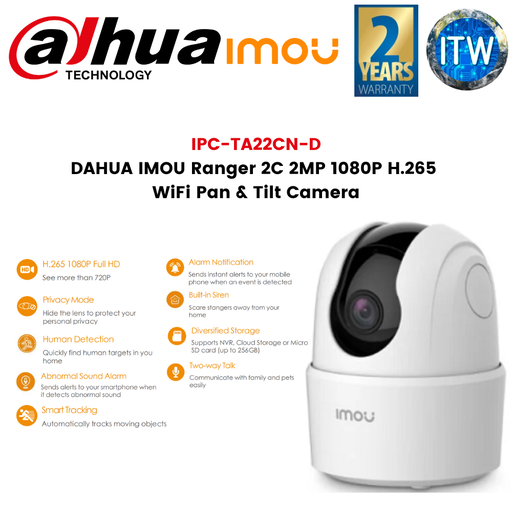 [IPC-TA22CN-G] ITW | DAHUA IMOU Ranger 2C 2MP 1080P H.265 WiFi Pan &amp; Tilt Camera