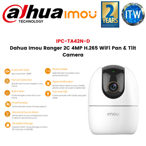 [IPC-TA42N-D] ITW | Dahua Imou Ranger 2C 4MP H.265 WiFi Pan &amp; Tilt Camera