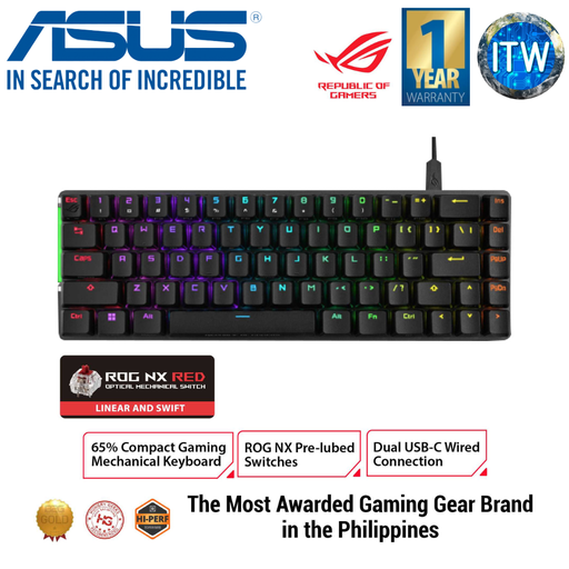 [Falchion Ace Black NX Red] ITW | ASUS ROG Falchion Ace 65% Mechanical Gaming Keyboard-Black (NX Blue/NX Red) (NX Red)