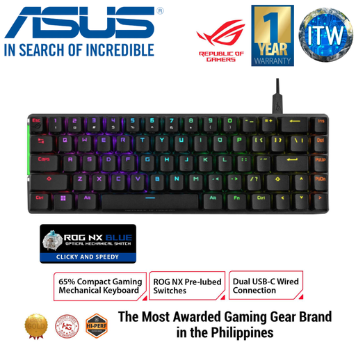 [Falchion Ace Black NX Blue] ITW | ASUS ROG Falchion Ace 65% Mechanical Gaming Keyboard-Black (NX Blue/NX Red) (NX Blue)