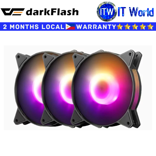 [darkFlash C6 3 in 1 Black] Darkflash PC Fan C6 3in1 Aurora Spectrum ARGB Single Mode Cooling Fan (Black) (Black)