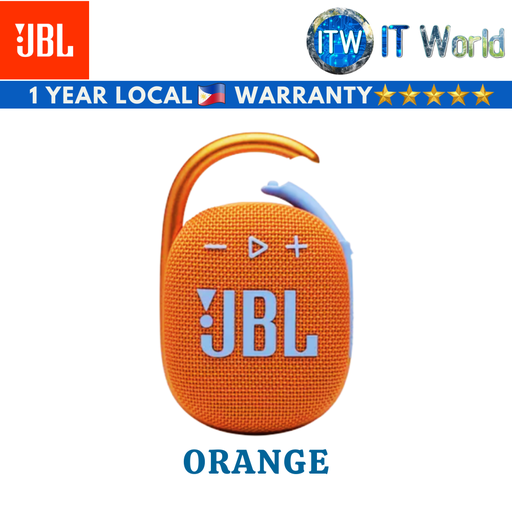 [HARMAN JBL CLIP 4 ORANGE] JBL Clip 4 Ultra-Portable Waterproof Speaker (Orange) (Orange)
