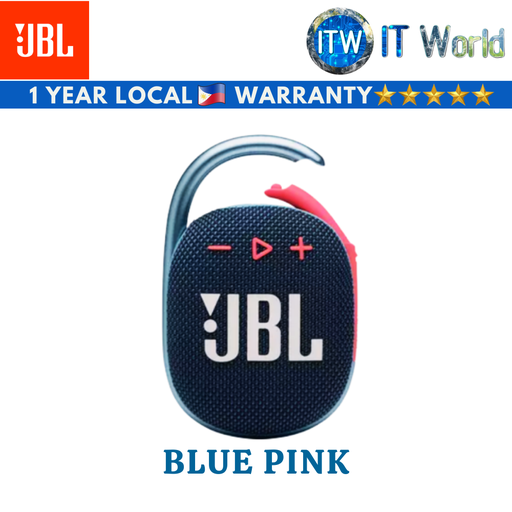 [HARMAN JBL CLIP 4 BLUE PINK] JBL Clip 4 Ultra-Portable Waterproof Speaker (Blue/Pink) (Blue Pink)