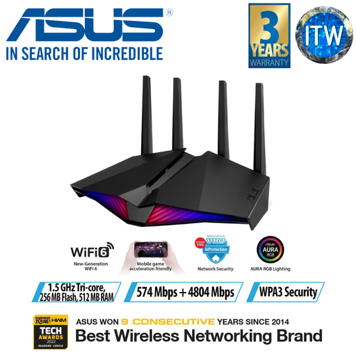 [RT-AX82U V2] ITW | ASUS RT-AX82U AX5400 Dual Band Performance WiFi 6 Gaming Router (RT-AX82U V2)