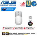 ITW | Asus ROG Keris Wireless AimPoint Gaming Mouse, Tri-mode connectivity (2.4GHz RF, Bluetooth, Wired), 36000 DPI sensor, 5 programmable buttons, ROG SpeedNova, Replaceable switches, Paracord cable, White