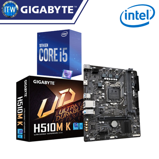[GA-H510M-K/i5-10400] ITW | Intel Core i5-10400 Desktop Processor and Gigabyte H510M-K Motherboard Bundle