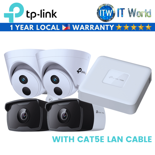 [VIGI KIT NVR1104H-4P] TP-Link VIGI C240I 2MP/C320I 2MP/NVR1104H-4P/ CAT5E LAN Cable 4-Channel IP Camera Surveillance Kit