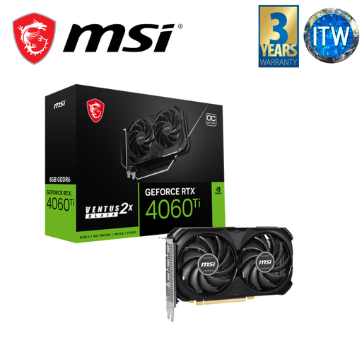[912-V515-024] MSI GeForce RTX 4060 Ti Ventus 2X Black 8GB GDDR6 OC Edition Graphic Card (912-V515-024)