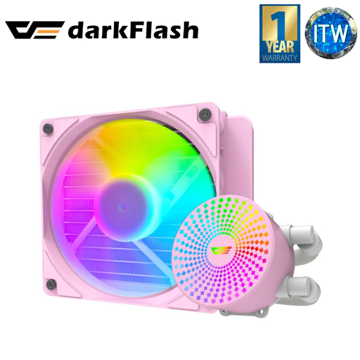 [DC120 Pink] Darkflash Radiant DC-120 All-in-One Liquid CPU Cooler (White/Black/Pink) (Pink)