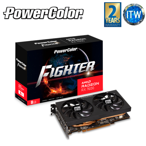 [RX7600-8G-F] PowerColor Fighter AMD Radeon RX 7600 8GB GDDR6 Graphic Card