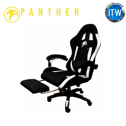 [PANTHER gaming chair BW] ITW | Panther Nightfall Fabric with Footrest Gaming Chair (All Black | BlackRed | BlackWhite) (Black/White)