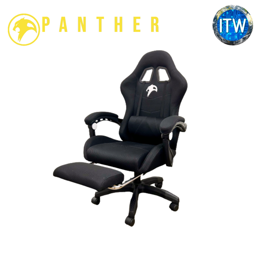 [PANTHER gaming chair AB] ITW | Panther Nightfall Fabric with Footrest Gaming Chair (All Black | BlackRed | BlackWhite) (All Black)