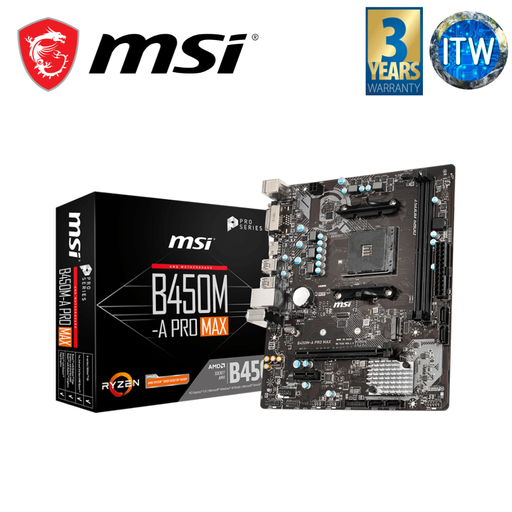 [B450M-A PRO MAX] Itw | MSI B450M-A Pro Max/Max II micro-ATX AM4 DDR4 Motherboard (B450M-A Pro Max)