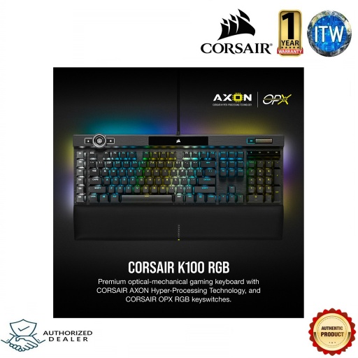 [CORSAIR K100 RGB (CH-912A01A-NA)] CORSAIR K100 RGB Optical Mechanical Gaming Keyboard CORSAIR OPX Switch Black (CH-912A01A-NA) (Black)