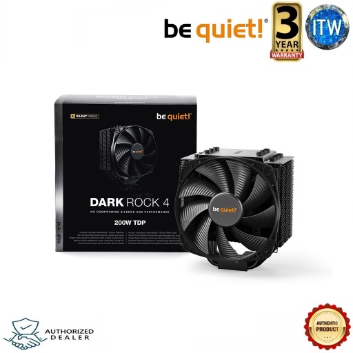 [be quiet! Dark Rock 4 - BK021] Be Quiet! Dark Rock 4 CPU Cooler with Silent Wings, 200W TDP, High Performance - 135mm (Black)