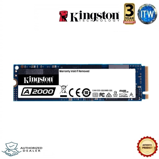 [Kingston A2000 500GB (SA2000M8/500G)] Kingston A2000 M.2 2280 NVMe PCIe Gen 3.0 x4 3D NAND Internal Solid State Drive (SSD) (500GB) (Blue, 500GB)