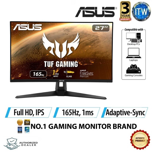 [Asus TUF GAMING VG279Q1A] ASUS TUF Gaming VG279Q1A - 27&quot; (1920 x 1080) FHD / IPS / 1ms / Flicker-free Monitor (VG279Q1A) (Black)