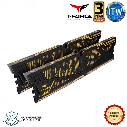 [TLTYD432G3600HC18JDC01] TEAMGROUP T-Force VULCAN TUF Gaming Alliance DDR4 32GB (16GBx2) 3600Mhz Black Yellow Heatsink Gaming Memory