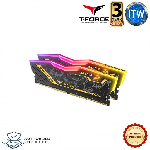 [DELTA TUF Gaming Alliance RGB DDR4 32GB (16GBx2) 3200MHz (TF9D432G3200HC16CFDC01)] TEAMGROUP T-Force DELTA TUF Gaming Alliance RGB DDR4 32GB (16GBx2) 3200MHz Desktop Memory RAM (TF9D432G3200HC16CFDC01)