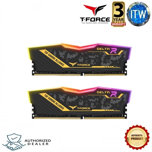[TF9D416G3200HC16CDC01] TEAMGROUP T-Force DELTA TUF Gaming Alliance RGB DDR4 16GB (8GBx2) 3200MHz Desktop Memory RAM (TF9D416G3200HC16CDC01)