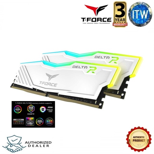 [TF4D416G3200HC16CDC01] TEAMGROUP T-Force Delta RGB 16GB (2 x 8GB) DDR4 SDRAM DDR4 3200MHz Desktop Memory Module (White)