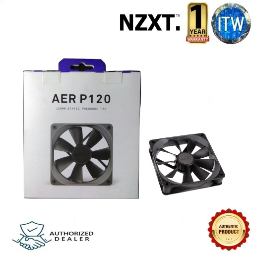 [RF-AP120-FP] NZXT Aer P 120mm High Performance Static Pressure Fans PWM Gaming Computer Fan (Black)