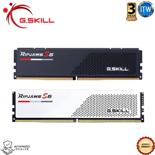 [F5-5600J3636C16GX2-RS5W] Gskill Ripjaws S5 32GB (2x16GB) - DDR5-5600mhz, CL36-36-36-89, 1.20V, High-Performance DDR5 Memory (White)