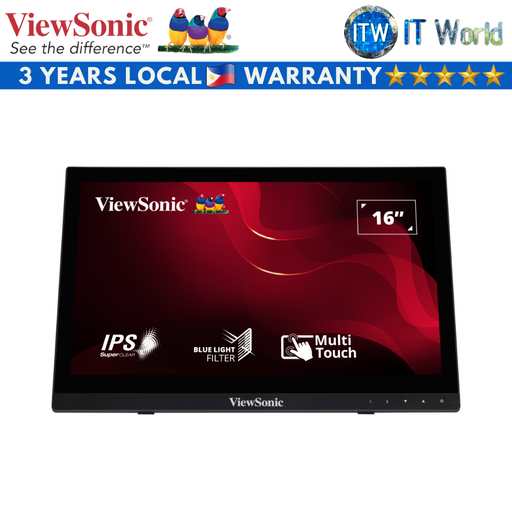 [TD1630-3] Viewsonic TD1630-3 16&quot; WXGA / 60Hz / TN Technology / 12ms / 10-point Touch Screen Monitor (Black)