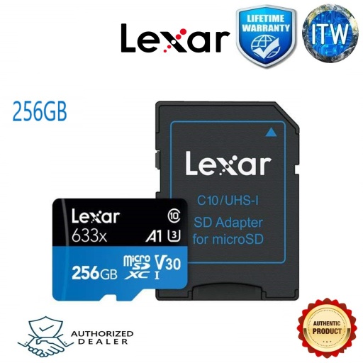 [LEXAR LSDMI256BB633A] Lexar High-Performance 256GB 633x microSDHC/microSDXC UHS-I Cards (256GB)