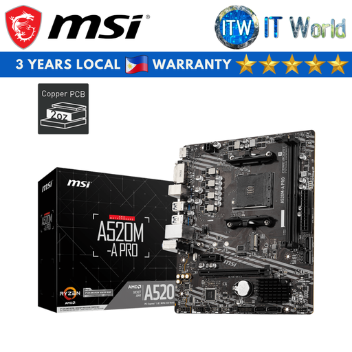 [A520M-A PRO] ITW | MSI A520M-A Pro micro-ATX AM4 DDR4 Motherboard