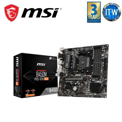 [B450M PRO-VDH MAX] MSI B450M Pro-VDH Max micro-ATX AM4 DDR4 Motherboard