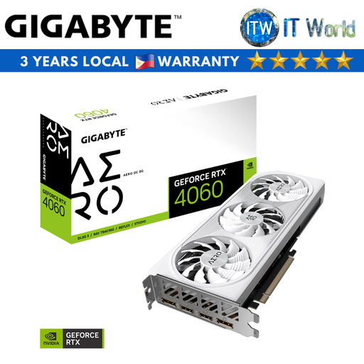 [GV-N4060AERO-OC-8GD] ITW | Gigabyte Geforce RTX 4060 Aero OC 8GB GDDR6 Graphic Card (GV-N4060AERO-OC-8GD)