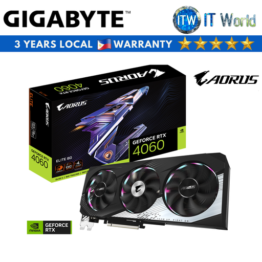 [GV-N4060AORUS-E-8GD] ITW | Gigabyte Aorus Geforce RTX 4060 Elite 8GB GDDR6 Graphics Card (GV-N4060AORUS-E-8GD)
