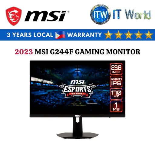 [MSI G244F] MSI G244F 23.8&quot; | 1920x1080(FHD) | Rapid IPS | 170Hz | 1ms(GTG) Esports Gaming Monitor (2023 Model)