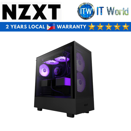 [CC-H51FB-R1] NZXT H5 Flow RGB Compact ATX Mid-Tower Tempered Glass PC Case with RGB Fans (Black | White) (Black)