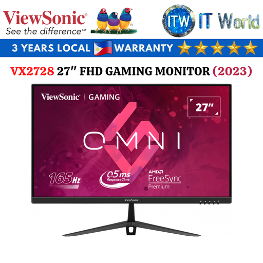 [VX2728-165Hz] Viewsonic VX2728 / 27&quot; 1920x1080 (FHD) / IPS / 0.5ms Flicker-free Gaming Monitor (2023 Model) (165Hz)