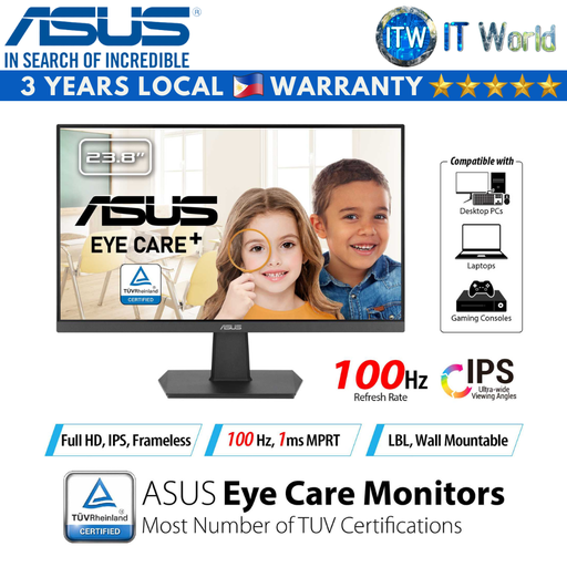 [VA24EHF] ASUS VA24EHF - 24&quot; FHD / IPS / 1ms / Non-Glare Flicker-free Monitor (VA24EHF)