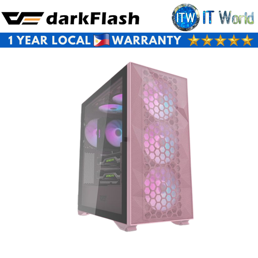 [Darkflash DLX21 Mesh Pink] Darkflash DLX21 Mesh Tempered Glass E-ATX PC Case (Black/White/Pink) (Pink) (Pink)