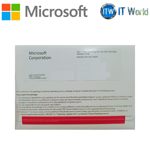 [FQC-10528] Microsoft Windows 11 Pro 64-bit English DSP OEM Operating System (FQC-10528)