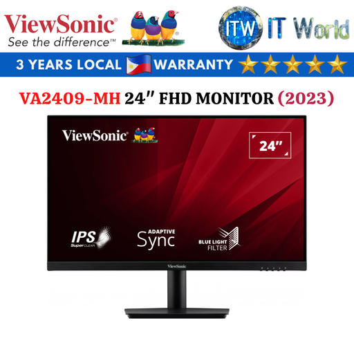 [VA2409-MH] Viewsonic VA2409-MH 24&quot; 1920x1080 (FHD), 75Hz, IPS, 3ms Monitor with Built-in speaker (2023 Model)