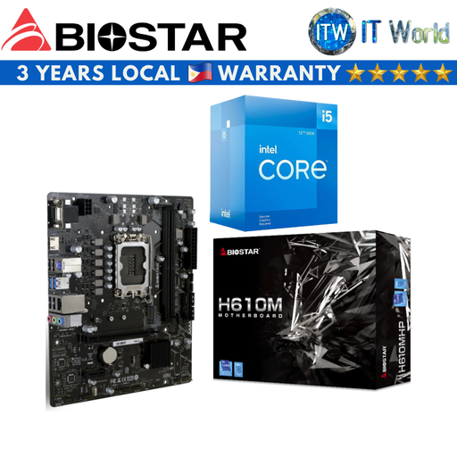 [i5-12400F/H610MHP] Intel Core i5-12400F Processor with Biostar H610MHP micro-ATX LGA1700 DDR4 Motherboard Bundle