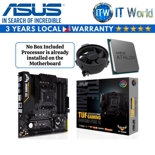 [ASUS TUF B450M-PRO GAMING II / Athlon 3000G (tray type)] AMD Athlon 3000G (Tray type) Processor with ASUS TUF Gaming B450M-Pro II Motherboard Bundle