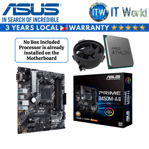 [PRIME B450M-A II/CSM / Athlon 3000G (tray type)] AMD Athlon 3000G (Tray type) Processor with ASUS Prime B450M-A II/CSM Motherboard Bundle