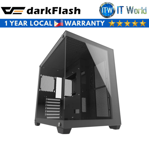 [Darkflash C285P Black] Darkflash C285P ATX Tempered Glass Side Panel Gaming PC Case (Black) (Black)
