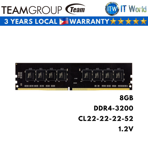 [TED48G3200C2202] Teamgroup Elite DDR4-3200Mhz CL22-22-22-52 Desktop Memory (8GB) (8GB)