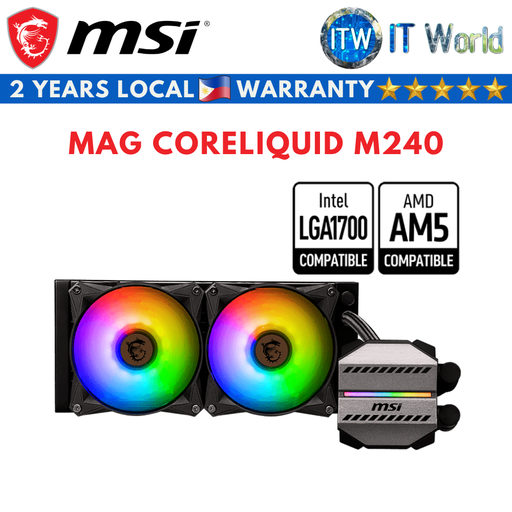 [MAG CORELIQUID M240] Msi Mag Coreliquid M240 Aluminum Two Ball Bearing ARGB Liquid Cooler (MAG CORELIQUID M240) (MAG CORELIQUID M240)