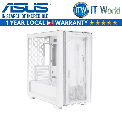 [ASUS A21 WHITE] ASUS A21 micro-ATX Tempered Glass Gaming PC Case (White) (White)