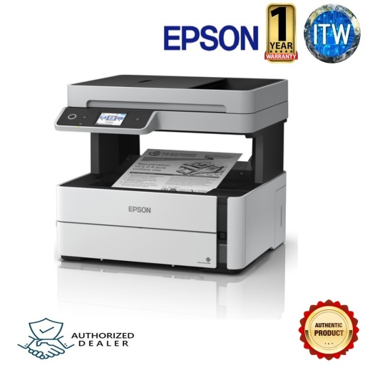 [Epson EcoTank Monochrome M3170] Epson M3170 Compact integrated tank design High yield ink bottles Print, scan, copy, fax with ADF Auto duplex printing Wi-Fi, Wi-Fi Direct (White)